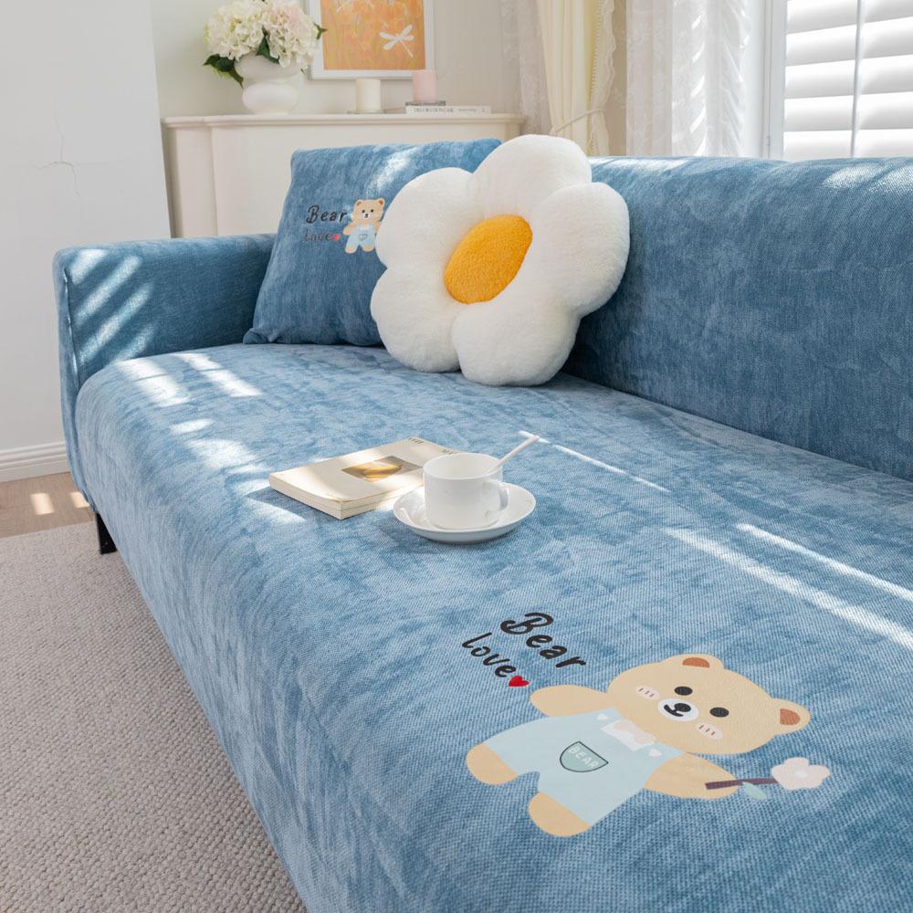Tecknad Chenille Sofföverdrag Säsong Elastiskt Allomfattande Fyra Säsonger Universellt Halkfritt Soffsittdynor Repskyddande