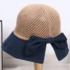 Summer Hats For Women Knitted Breathable Foldable Sun Hat With Bow Sun Protection Sunshade Korean Beach Hat Cap Travel New