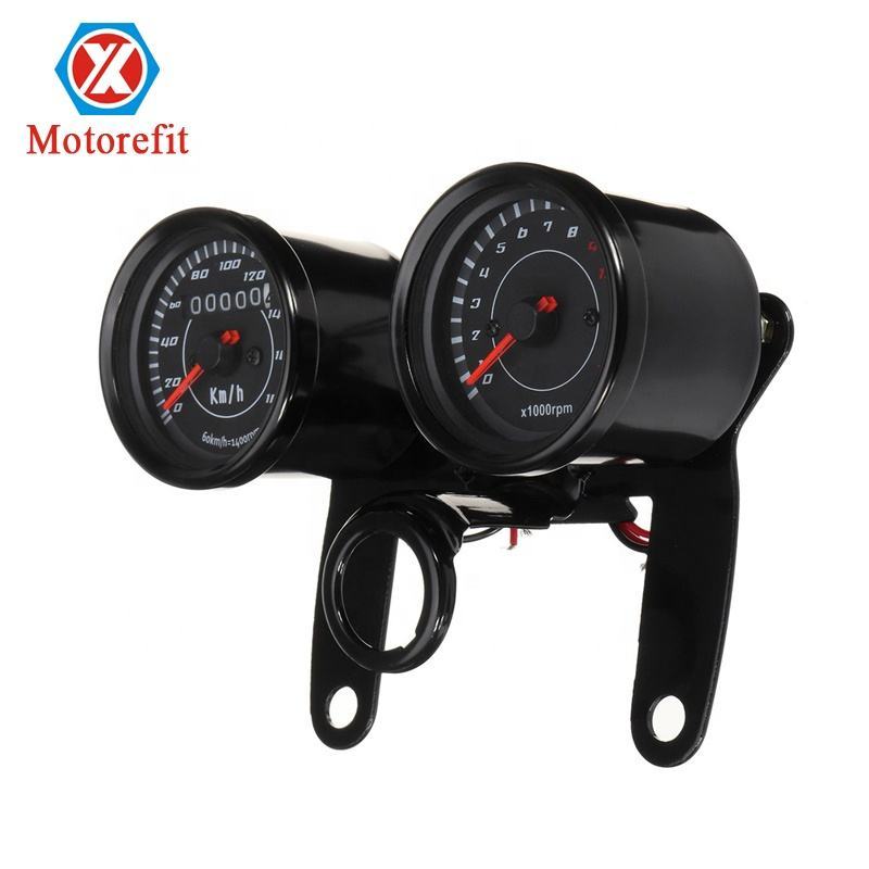 Motorcycle Tachometer Odometer Speedometer Gauge Kit w/ Bracket LED Backlight Display