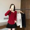 New Plus Size Women's Warm Long Sleeve Top with Bowknot Design
