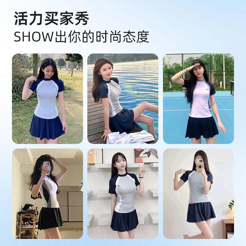 ANTA slim waist split swimsuit for women, conservative and slimming, covering the belly, sun protection, anti light speed drying, short swimsuit
