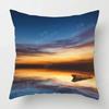 Sunset & Palm Tree Beach Pattern Double-Sided Printed Pillow Cover Short Plush Suitable Living Rooms Sofas Throw Cushion Cover