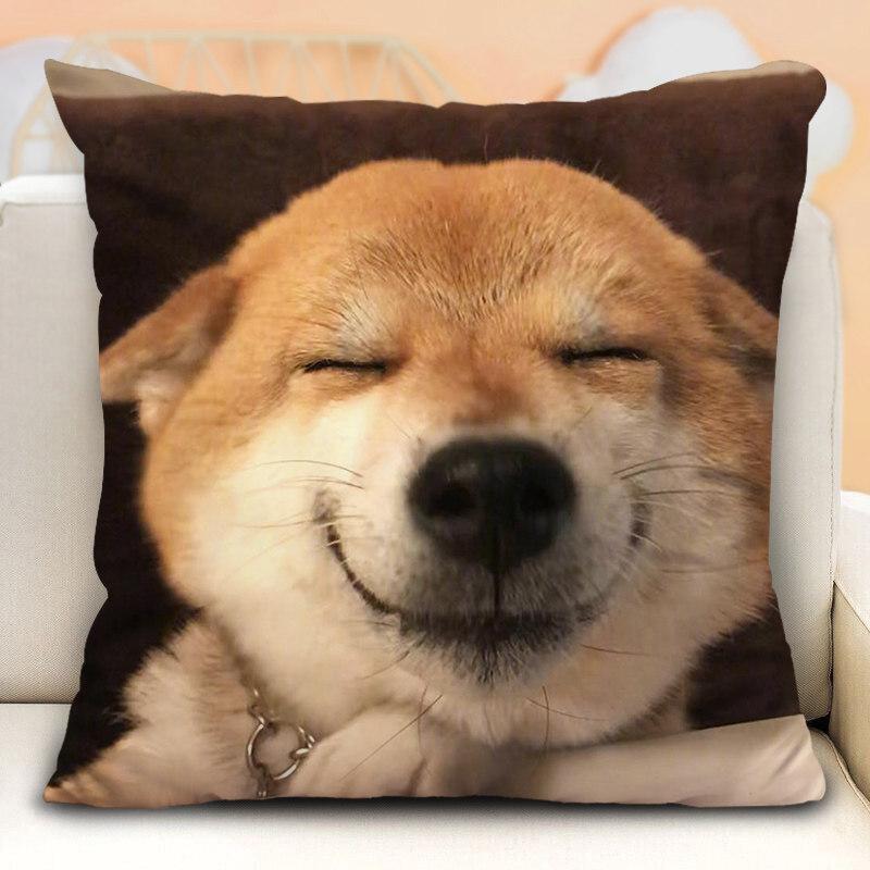 New Funny Shiba Inu Pillow Case Cute Cartoon Dog Cushion Cover For Bedroom Living Room Home Decorative Pillowcase