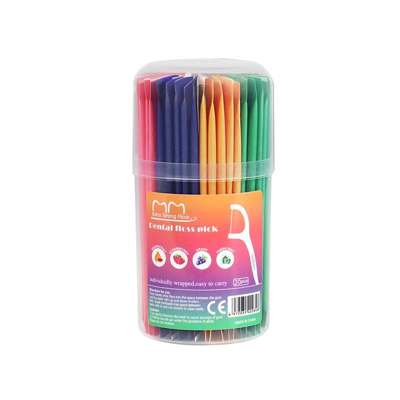 20 Pcs Colourful Individually Packaged Fruit-flavoured Mint Dental Floss Sticks