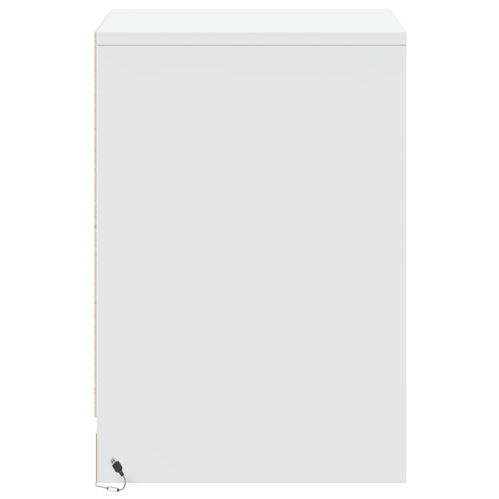 Vidaxl Szafki Nocne Z Led, 2 Szt., Białe, Materiał Drewnopochodny