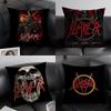 S-Slayer Band Cushion Cover Natural Linen Organic Fabric Double-Sided Printing Sofa Home Decor Gift Pillow Case