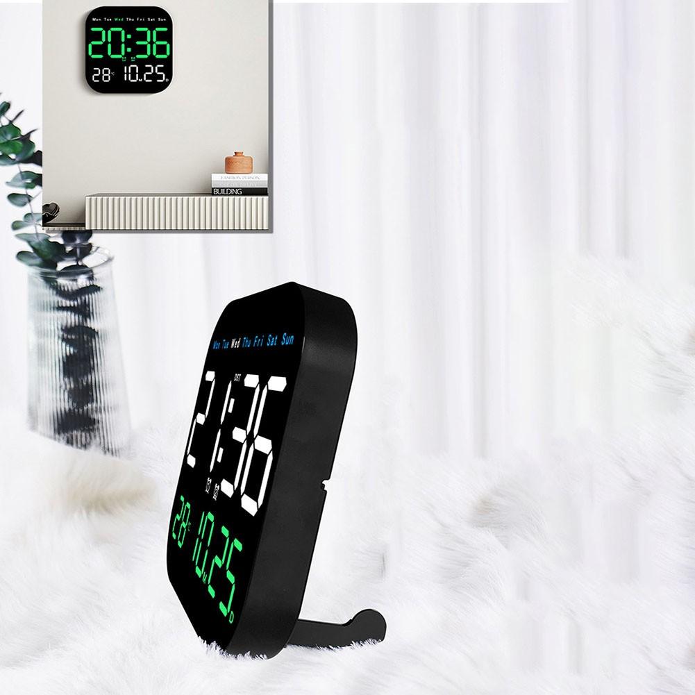 LED Wall Clock With Remote Control Display Temperature Room Desktop Clock