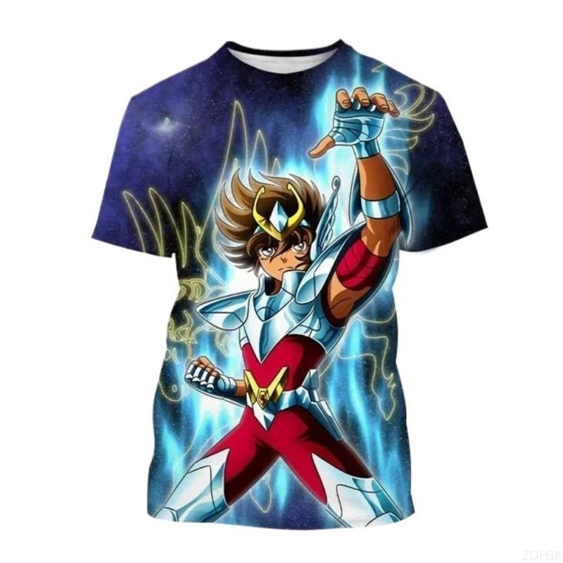 Anime Saint Seiya Bedrucktes T-Shirt 3D Kurzarm-T-Shirt Sommer Mode Harajuku Kinder Cartoon Top