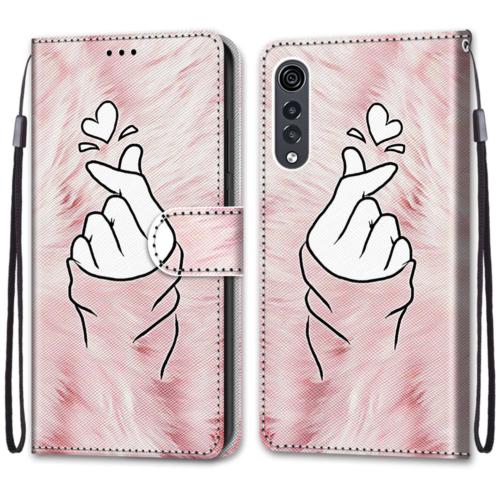 LG Velvet için Lüks Boyalı Deri Kılıf Cüzdan Kitap Tarzı Koruyucu Kapak