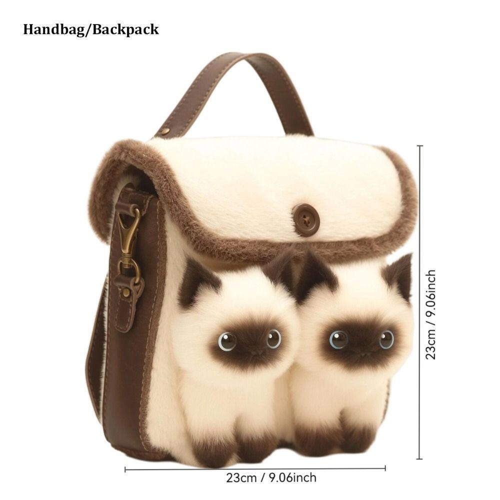 Adorable Plush Backpack Cute Clutch Bag 2025 Kitten Handbag  for Woman Kids