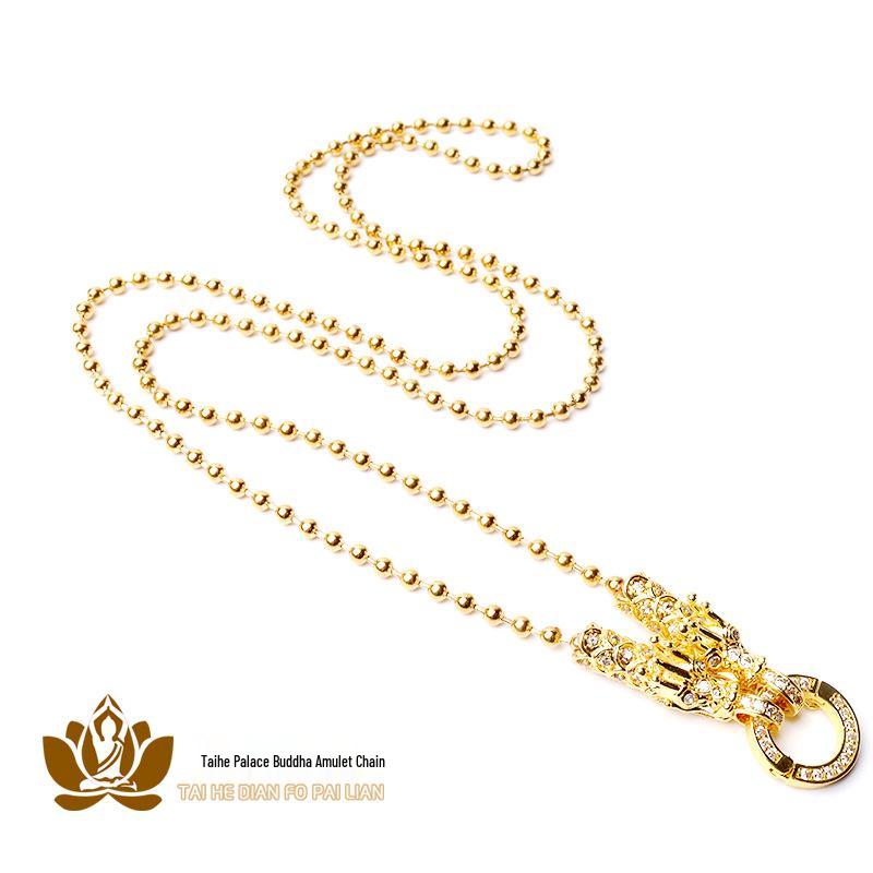 18K vergoldete Drachenkopf-Amulett-Halskette mit mikrogefassten Diamanten - Unisex-Mode