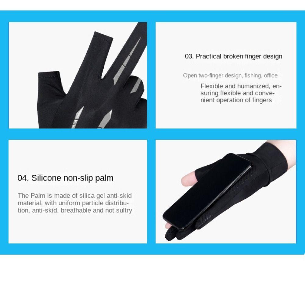 Opened Fingertip Two Finger Mesh Ice Silk Gloves Anti-UV Gloves Summer Gloves Sunscreen Gloves