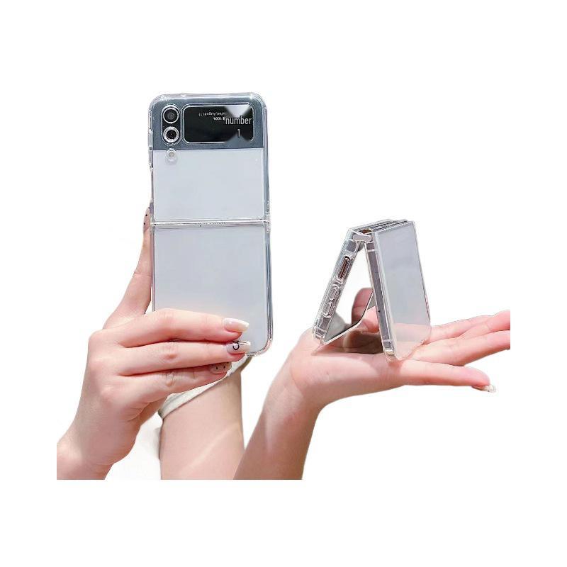 Compatible with Samsung Z Flip 5/6, Transparent Airbag Foldable Phone Case with Metal Rotating Shaft Connection, Soft Shell Material