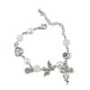 Pastoral Pearl Bow Fringed Bracelet LolitaBracelet Sweet Heart Hand Jewelry