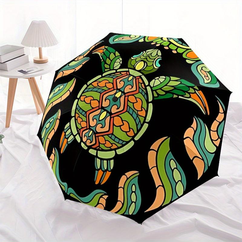 1pc Sea Turtle Mandala Automatic Opening/closing Umbrella with Auto Open/Close, Perfect Gift for Friends, Durable Plastic Handle yy250801192