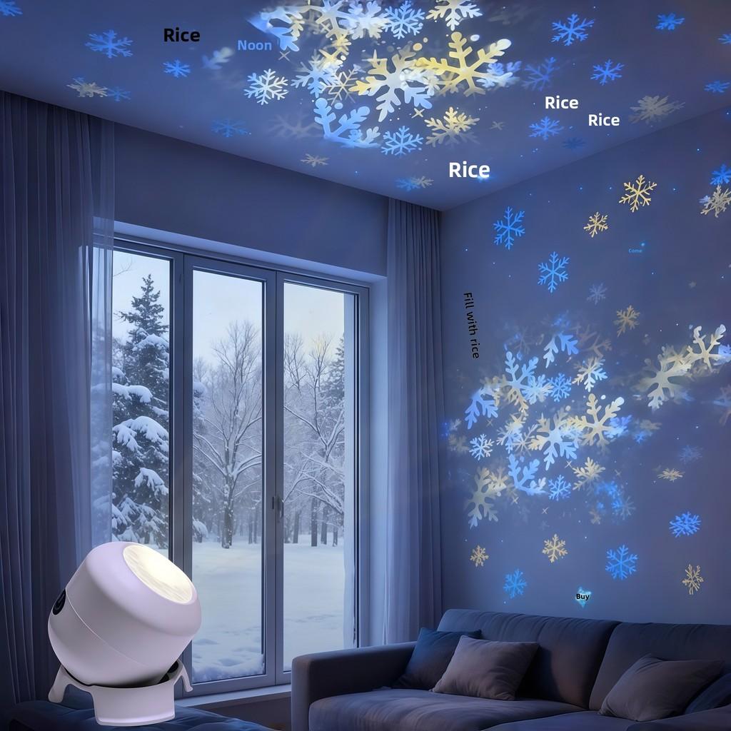 Ocean Snowflake Christmas Theme Led Rotation Projector Night Light For Childrens Sleep Room Decor