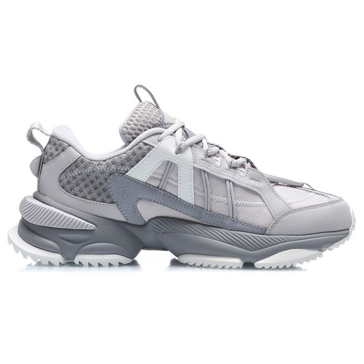 Li Ning Star Cloud M1 Fabric Shock Absorbing Non-Slip Wear-Resistant Breathable Low-Top Sports Casual Shoes Men Sneaker Gray White AGCQ201-4