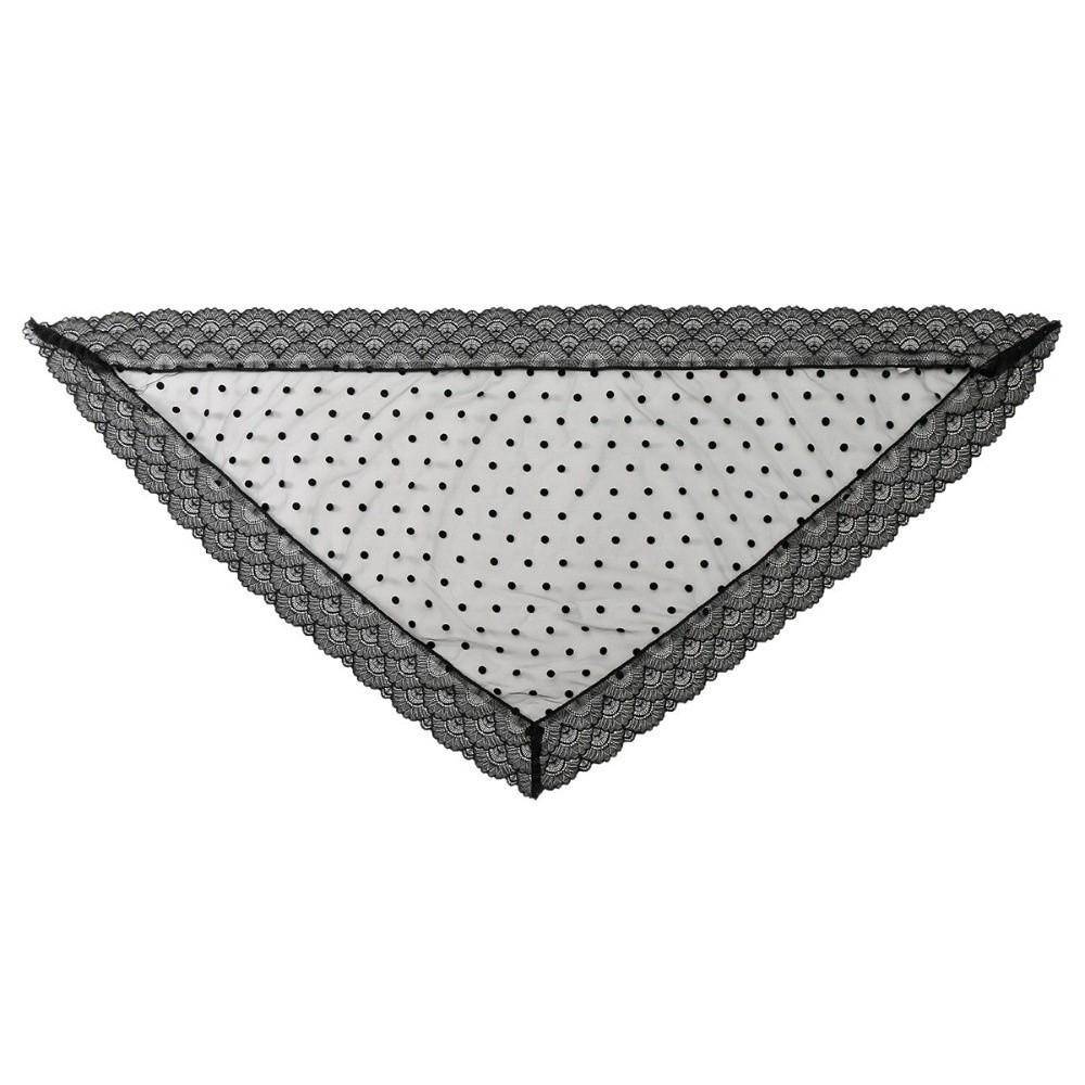 

Black Tulle Spring Lace Scarf Mesh Polka Dot Triangle Shawl White Bridal Triangle Veil Photo Props чорний
