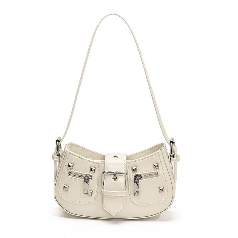 Premium underarm bag, new niche Spice Girl trendy cool shoulder bag, retro rivet locomotive messenger bag