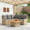 Furniture Set with Cushions 4 pcs Beige and Light Grey PE Rattan