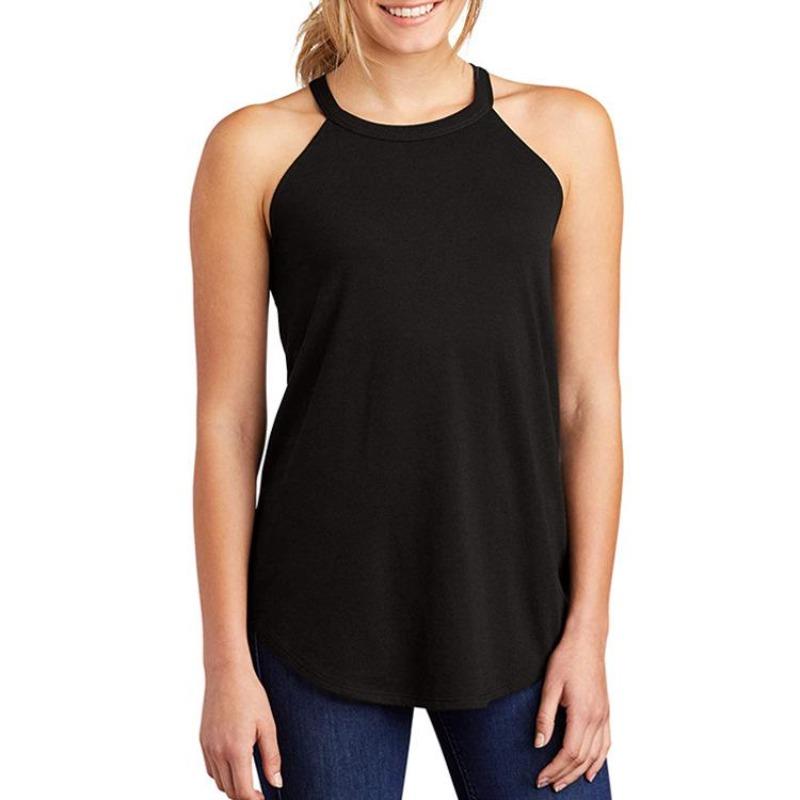 New Women's Elastic Cotton Halter Neck Yoga Camisole: Korean Style Mid-Length Vest for Spring, Summer, and Autumn