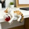 Cute Drinking Cat Figurine Kitten Holding Wine Glass Statue Resin Lying Kitty Ornament for Garden Planter Balcony Indoor Outdoor Shelf Decor