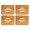 4 Pcs Bamboo Soap Dish Strong Water Resistance Sturdy Stylish Soap Holder for Home Bathroom Beauty