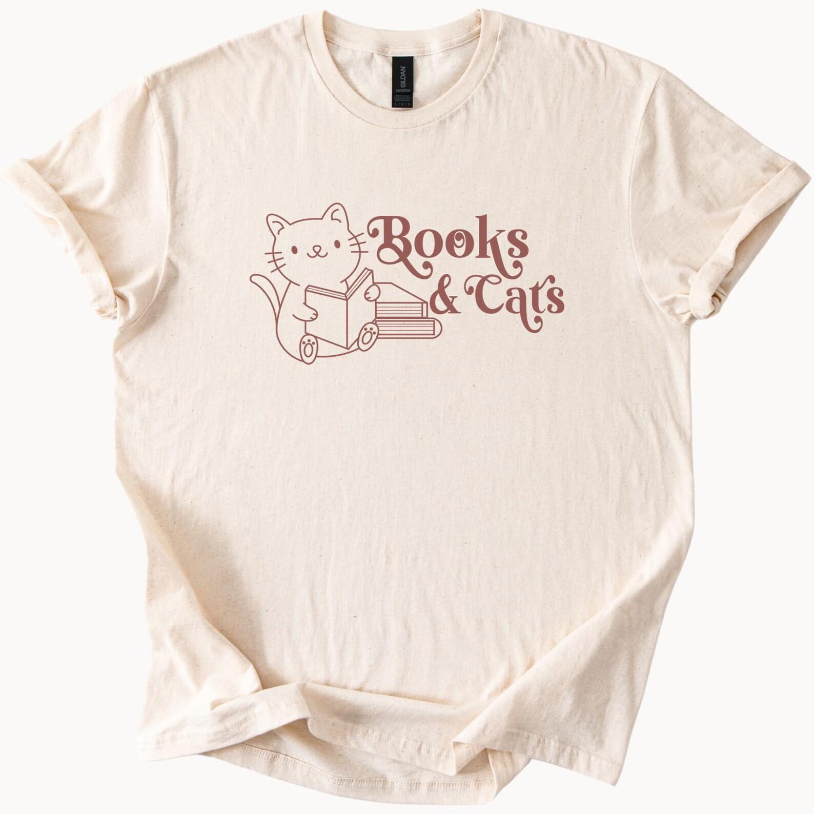 Cute Cat Reading Books Graphic Tee for Book Lovers Cat Lovers Literary Shirt Cozy Bookworm Cat Shirt Reading Cat T Shirt Gift Idea 120