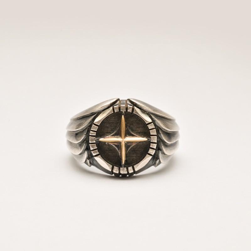 Vintage Cross Ring Men Adjustable Open Band Copper Plated Retro Animal Wing Design Adjustable Open Band