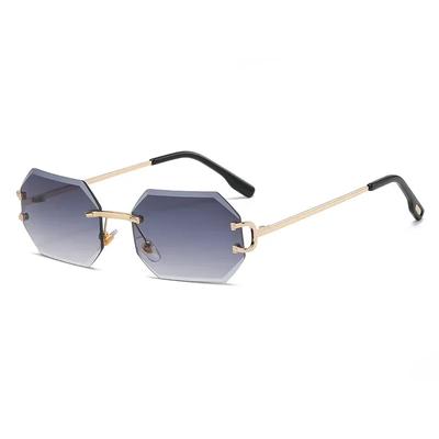 Nové Bezrámové Mnohoúhelníkové Sluneční Brýle Módní Dámské Vintage Gradientní Oceánové Čočky Odstíny Trendy Luxusní Značka Design Chic Sluneční Brýle