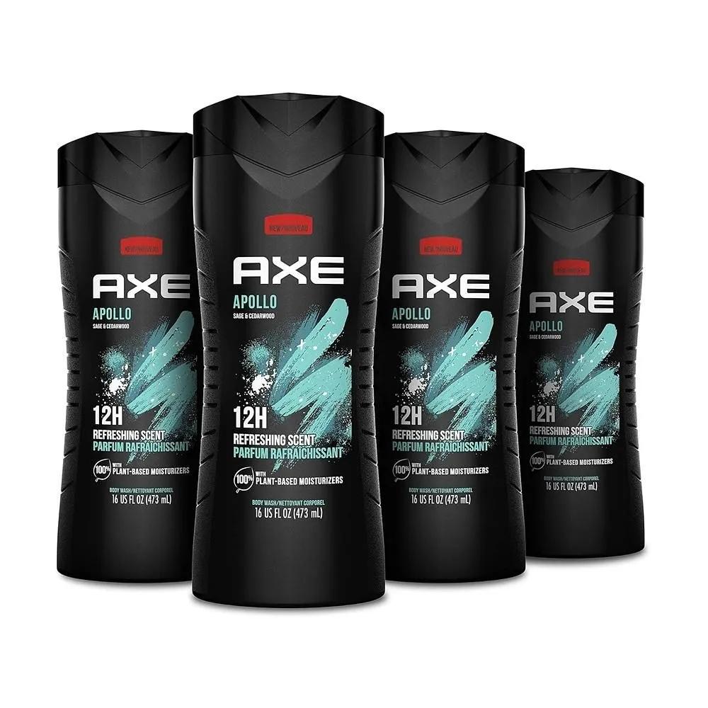 Гель для душа AXE 473 мл 4 шт. Apollo AXE Гель для душа Apollo 4 шт. для стойкой свежести Шалфей