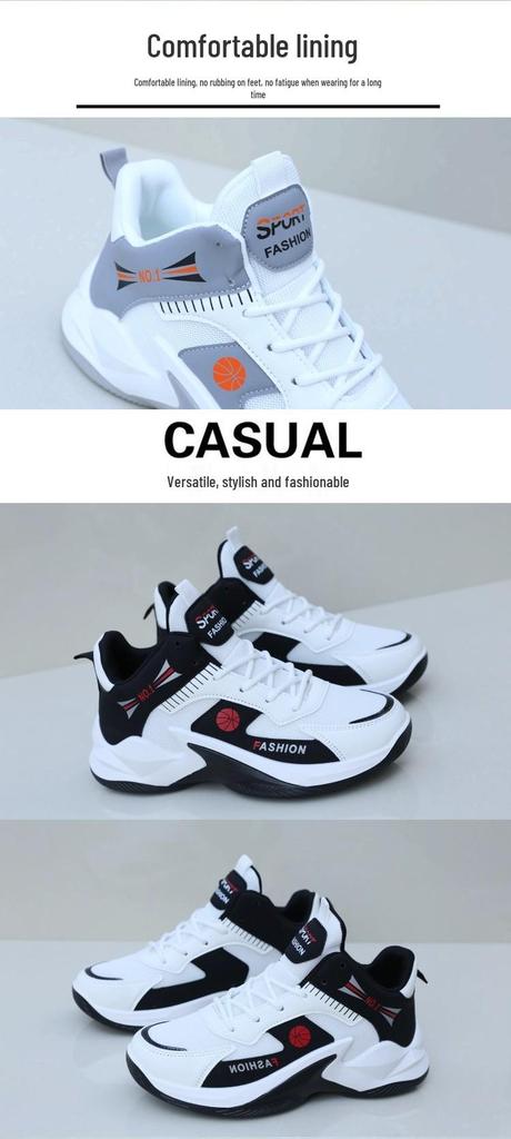 Men's High-Top Mesh Basketball Shoes, Breathable Non-Slip Sports Sneakers for Spring/Summer - Versatile White Running Shoes for Students