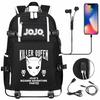 Anime Cloud Print USB Backpack for Teens Students Casual Large Capacity Travel Daypack