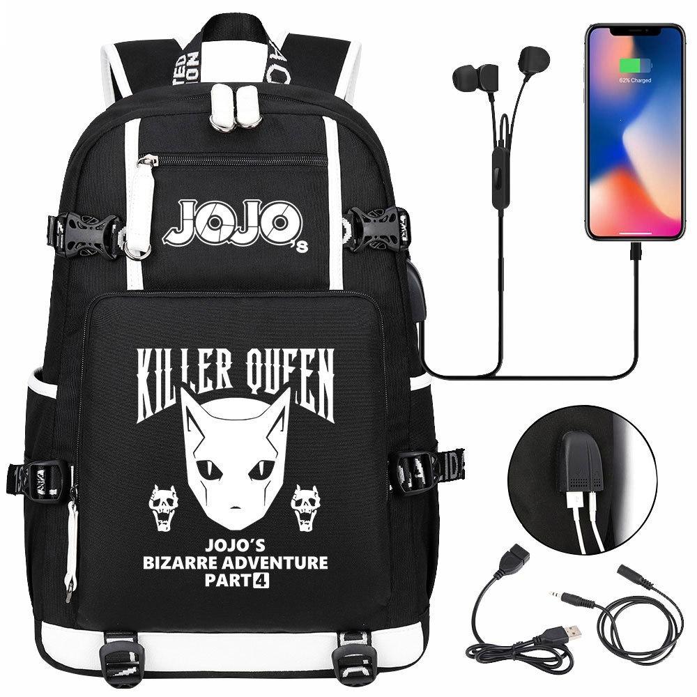 Anime Cloud Print USB Backpack for Teens Students Casual Large Capacity Travel Daypack