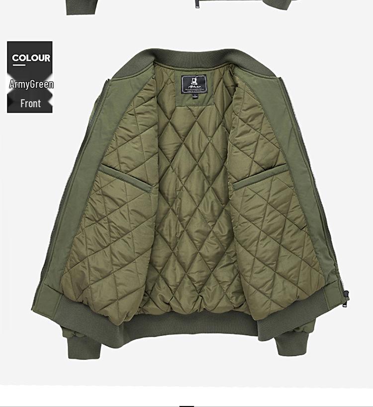 Chaqueta de Algodón Acolchada MA-1 para Hombre para Otoño/Invierno, Abrigo de Vuelo con Cuello de Béisbol