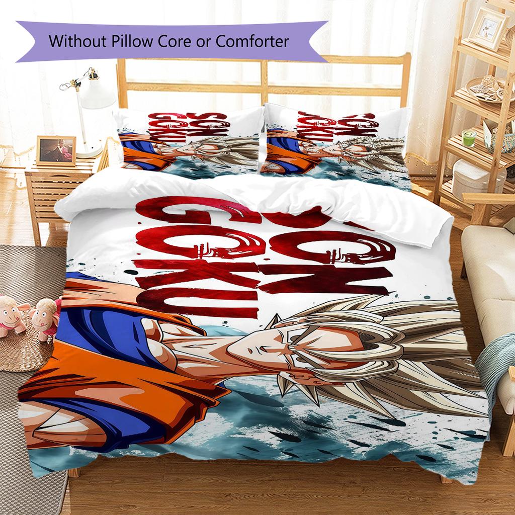 Biancheria da letto con motivo Son Goku, Set piumone Copripiumone Federa Regalo di compleanno per la casa (1 * copripiumino + 2 * federa, senza nucleo)
