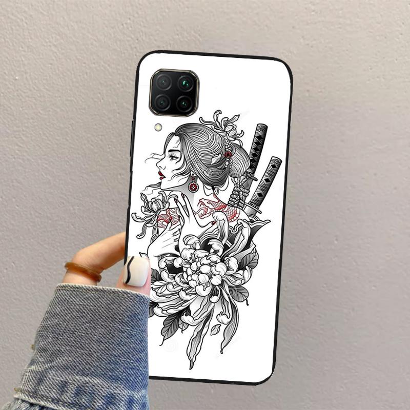 Samurai Warrior Geisha For Huawei Nova 3i 7i 8i 11i 12i 9 10 SE Y73 Y90 Y70 Y72 Y61 Y91 P30 P40 Lite P60 Pro Case