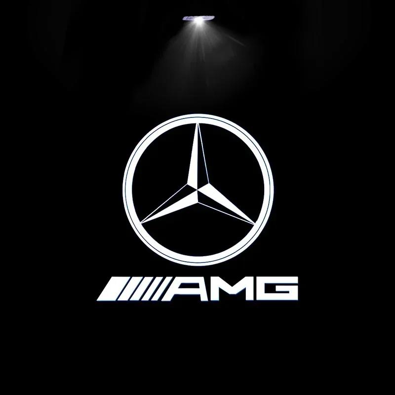Emblems Set Of 2 High Laser Car Door Logo Projector Welcome Light Super Clear Projection LED Courtesy Lamp For Mercedes-Benz PQRST1