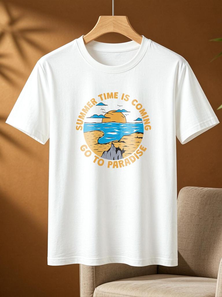 Summer Casual Printed T Shirts for Men Women Outdoor Loose Soft Fashion Tee Tops
