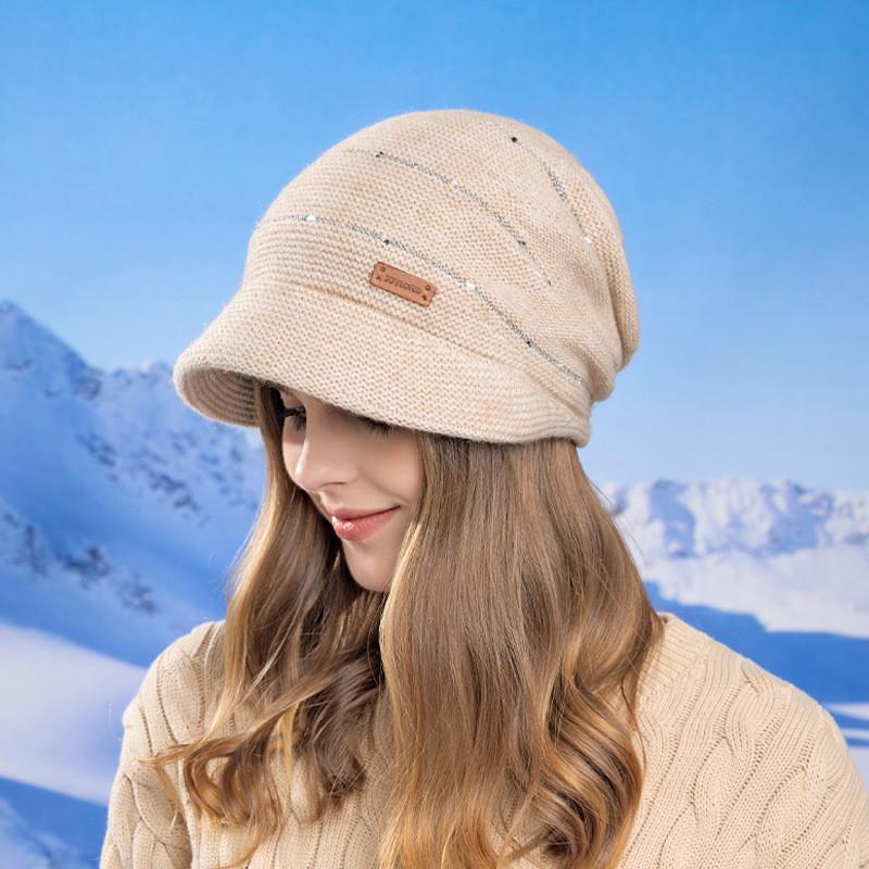 Stylish Acrylic Knit Beanie Cap With Windproof Feature For Casual And Commuter Wear бежевый