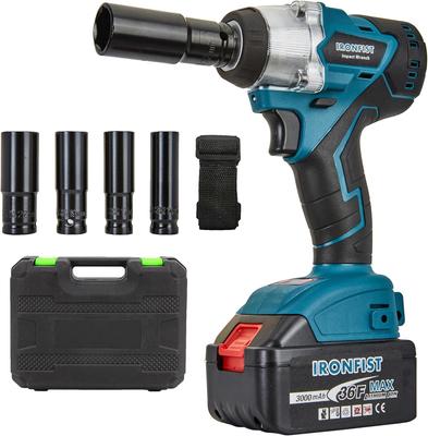 Chave de impacto sem fio, chave de fenda de impacto elétrica com bateria de lítio de 21 V, motor sem escova com torque de 420 Nm