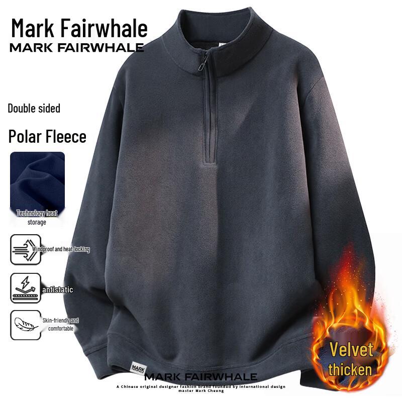 MARK FAIRWHALE Men's Heavyweight Fleece Half-Zip Sweatshirt