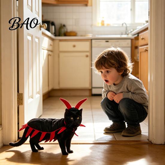 Fun Theme Party Costume Centipede-Look Cat Costume, Halloween Cosplay Outfit, Funny Pet Apparel Cute Photo Accessories for Small Medium Cats,