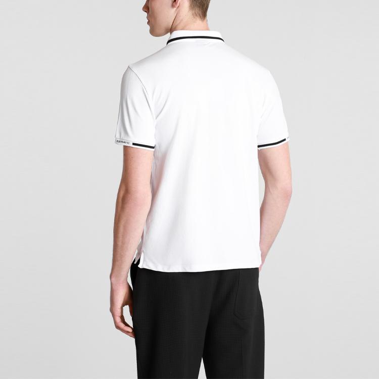Emporio Armani SS21 Color Block Striped Casual Short Sleeve Polo Shirt Men tops White 3K1FA4-1JPTZ-0176