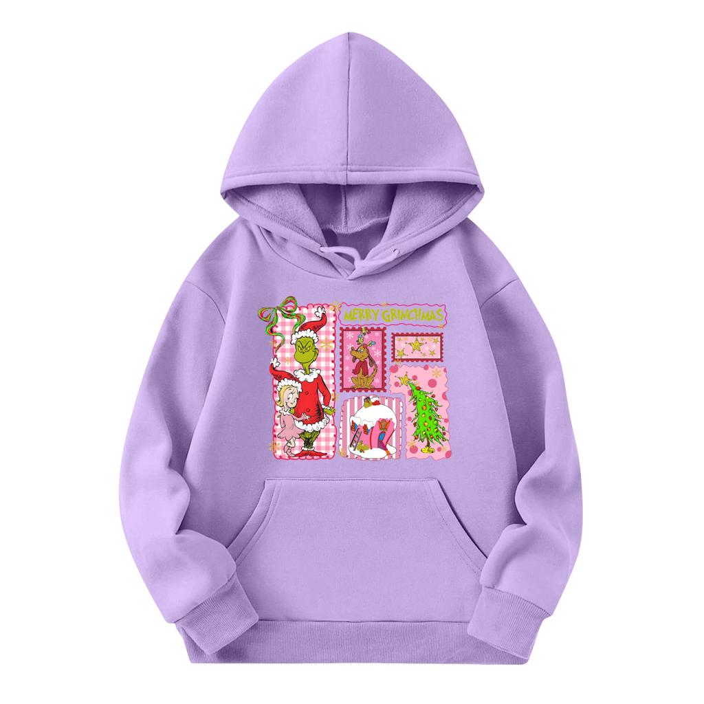 Child Fashion Lightweight Long Sleeve Pullover With Pockets  Print Hoodie