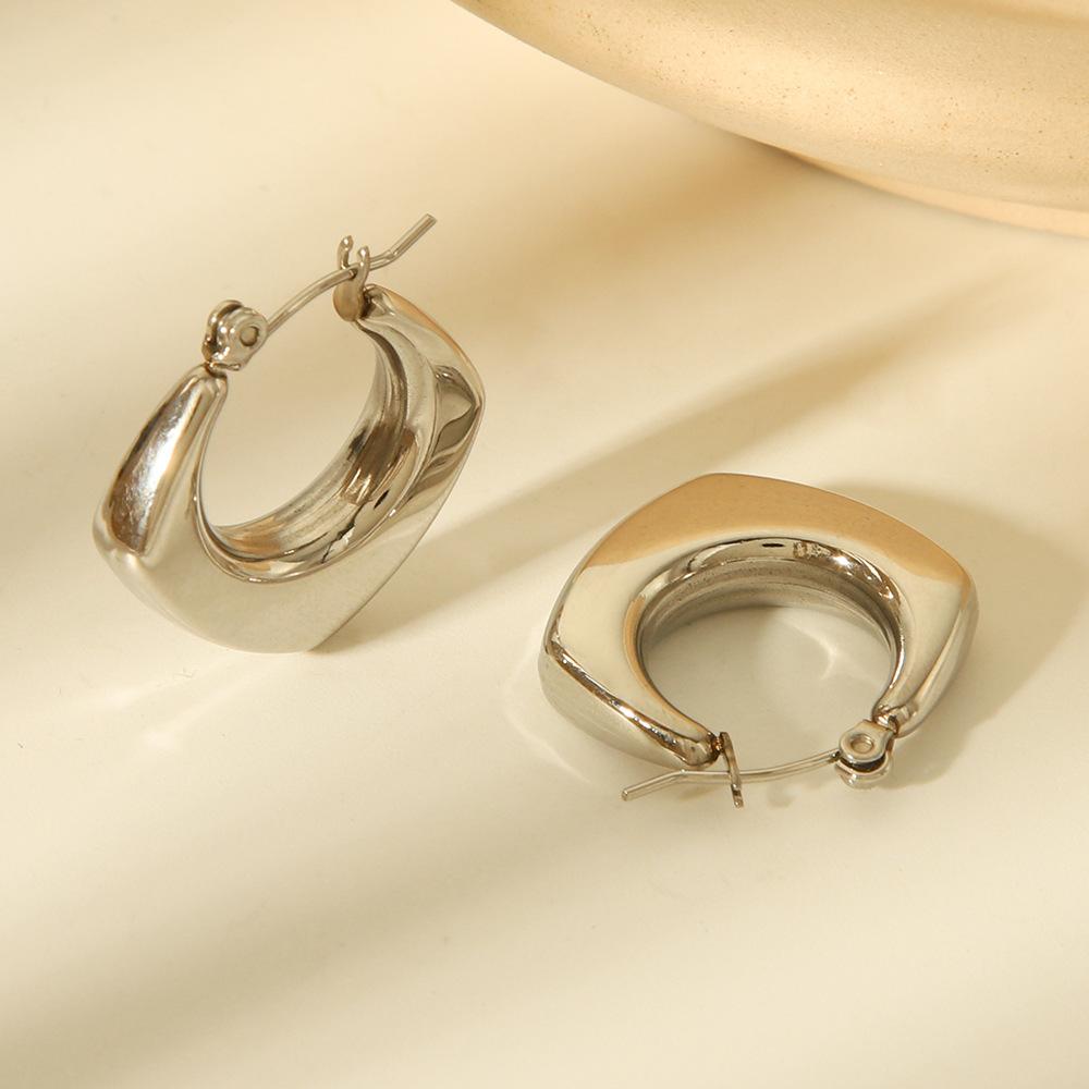Trendy style stainless steel earrings for women, fashionable versatile non-fading titanium steel vacuum plating