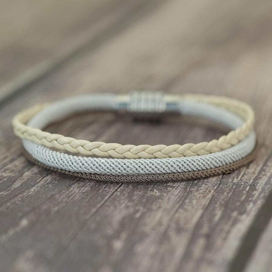 

Fashion Men Rope Bracelet 3 Layers Handmade Braided Leather String Braslet Magnet Buckle Wrap Braclet Boyfriend Hand Accessories серебряный серый