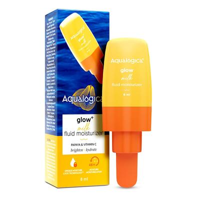Aqualogica Glow+ Milk Fluid Moisturizer Lotion 8ml Pack of 1 | Lightweight Hydrating Face Cream for Bright Skin