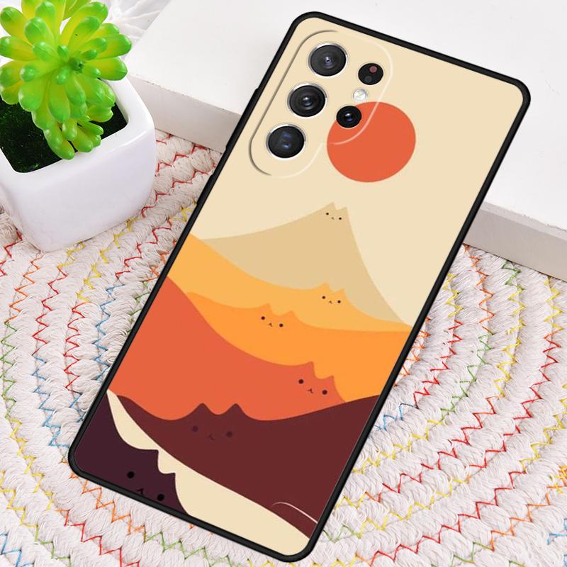 Cat Mount Fuji Japan Landscape Phone Case for Samsung Galaxy Note 10 Pro S26 Ultra S23 S24 FE S25 S21 S22 PLUS Shockproof Cove