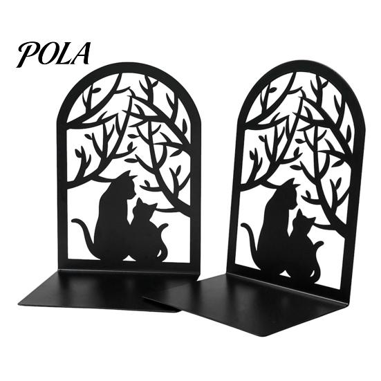 Desktop Bookend 1 Pair Metal Cat Book Ends, Cute Bookends for Shelves, Decorative L-shaped Heavy Duty Support Stopper Home Office Desk Bookshelf Decor